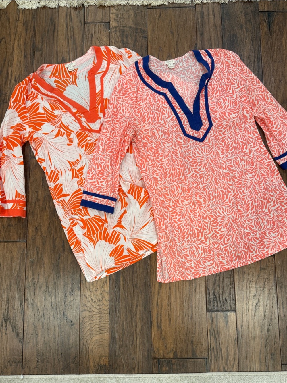 J. Crew Orange & Pink Printed Swim Coverups (Set of 2)